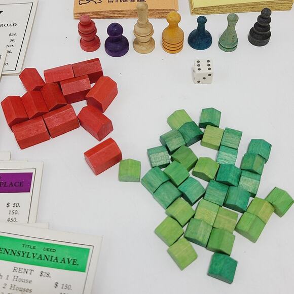 Monopoly 1954 Antique Vintage Red NO BOARD **IOB** - Picture 7 of 14